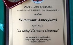 Uroczystość wręczenia tytułu i medalu „Za zasługi dla Miasta Limanowa”, Limanowa 21.07.2018r.